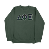 Delta Phi Epsilon Dad's Plaid Embroidered Letter Sweatshirt