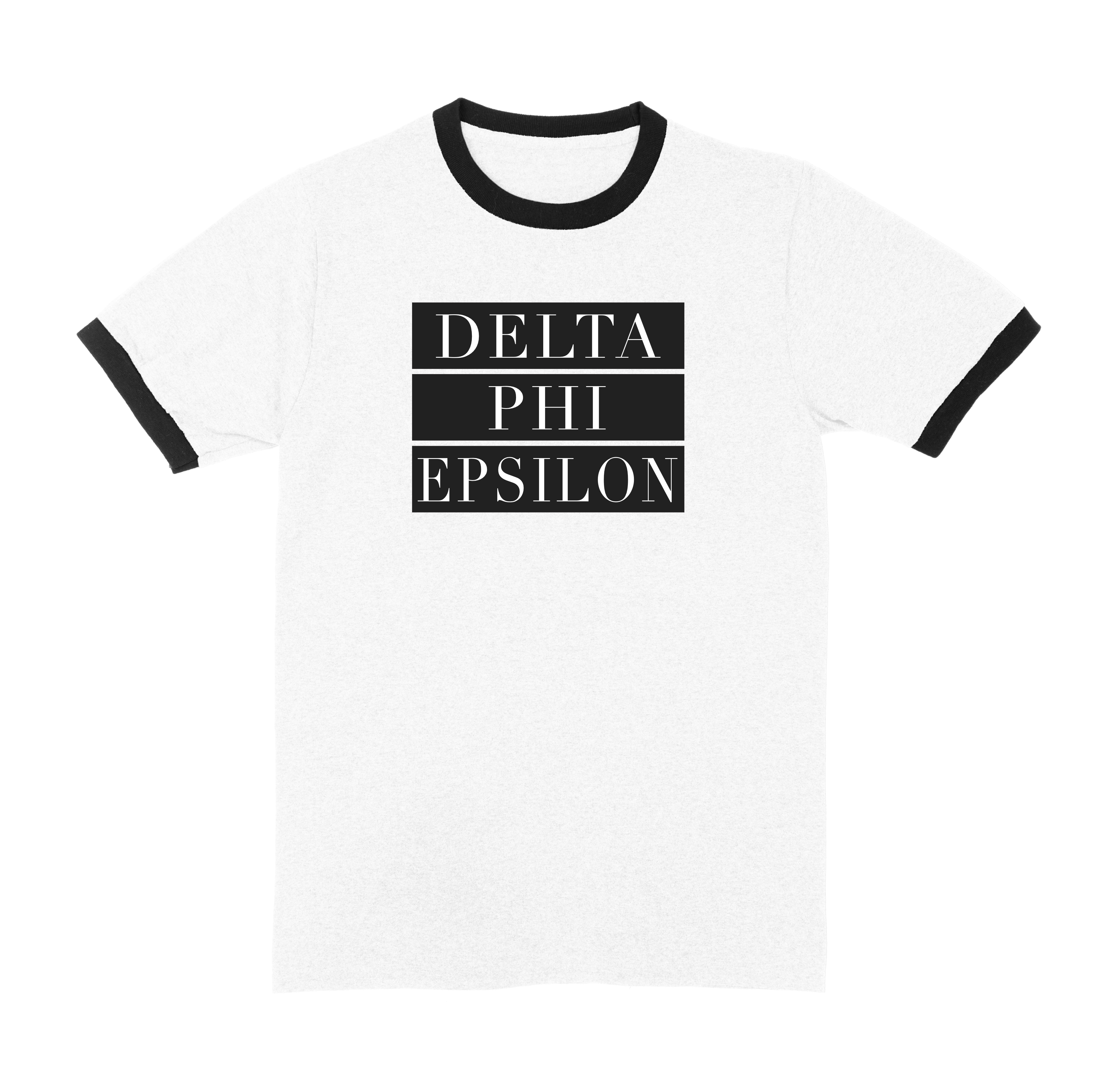 Delta Phi Epsilon Ringer Block Sorority Tee