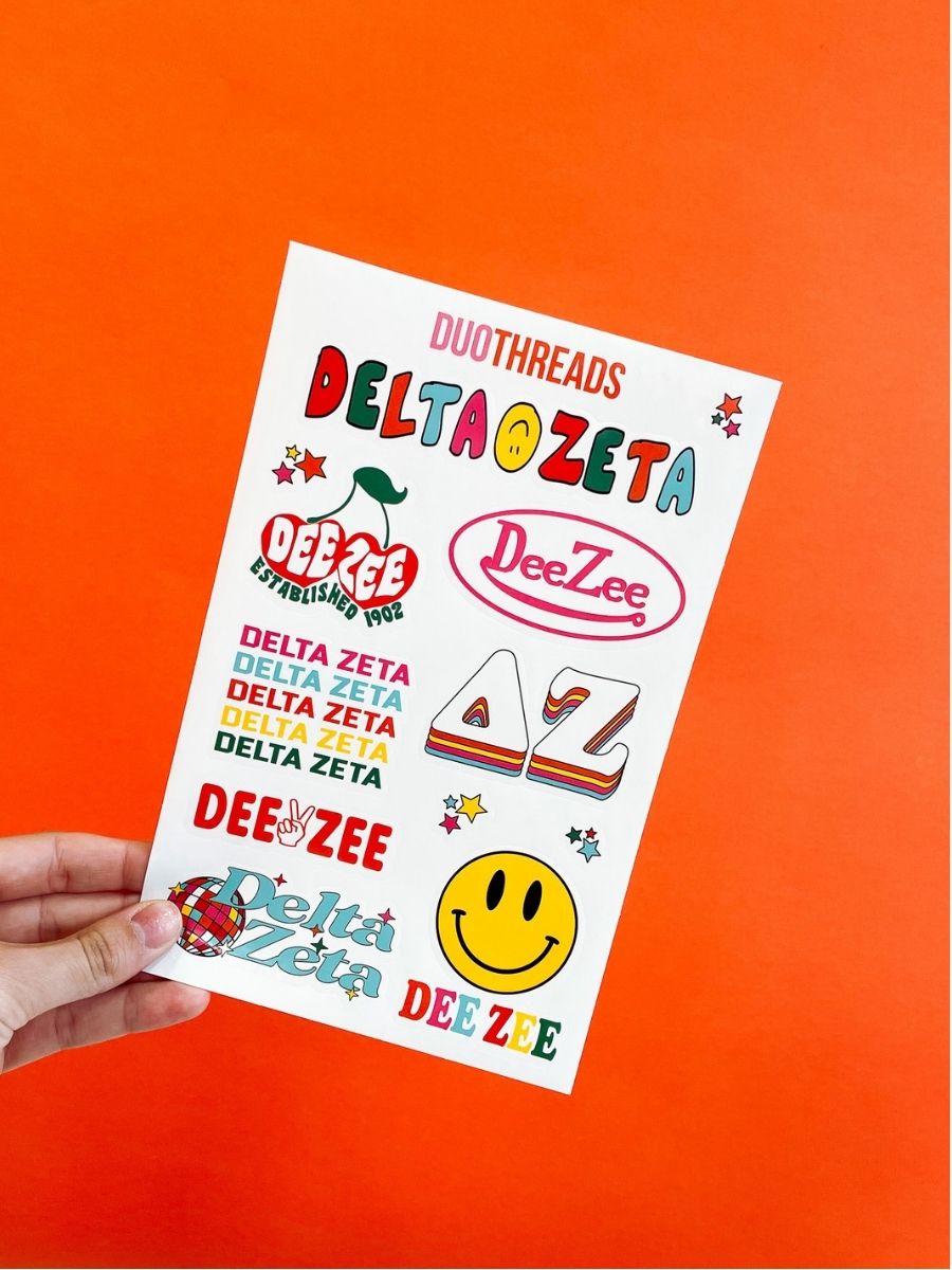 Delta Zeta Sorority Rainbow Sticker Sheet