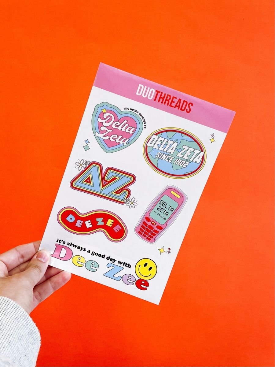 Delta Zeta Sorority Y2K Sticker Sheet