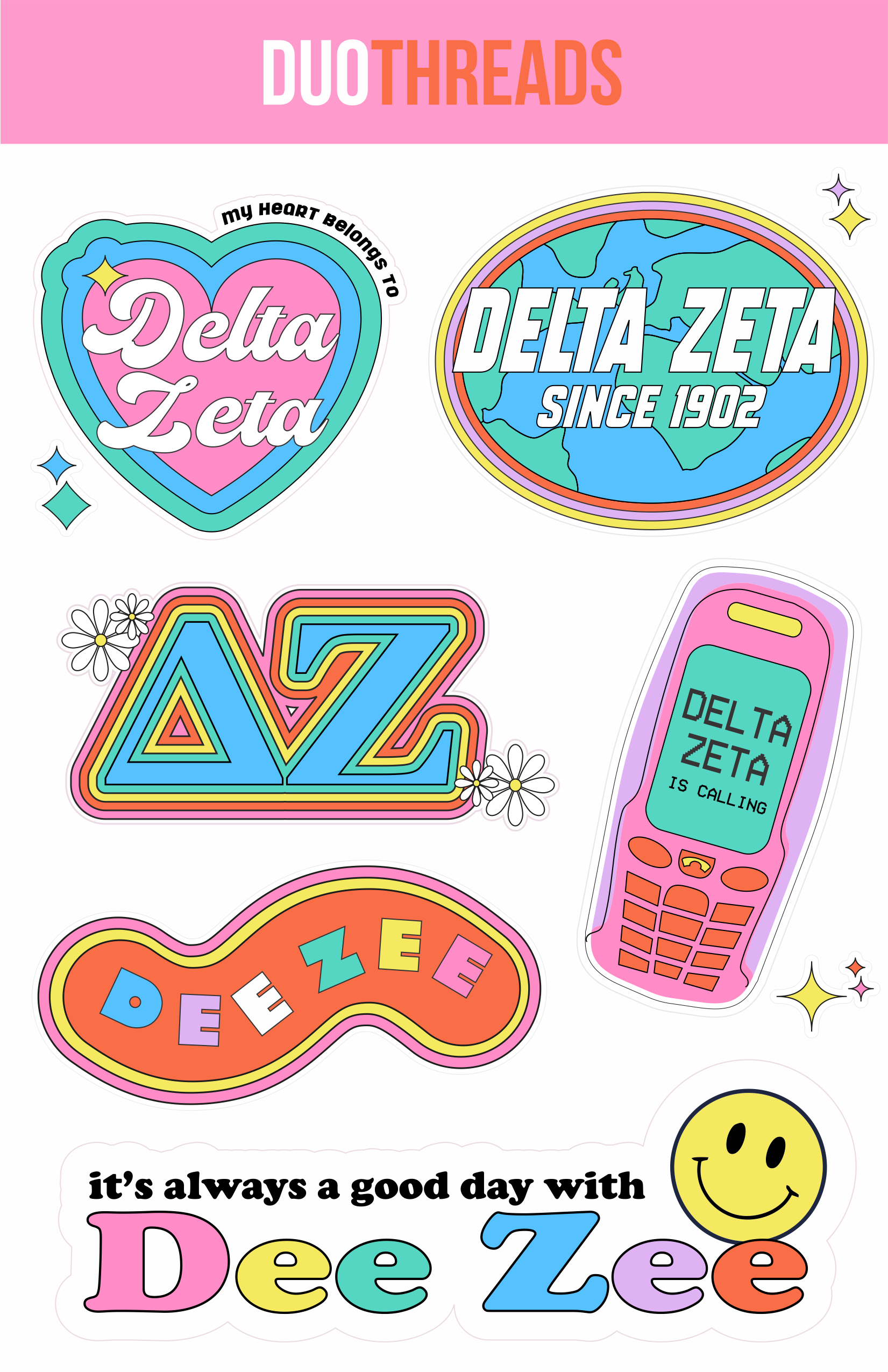 Sorority Y2K Sticker Sheet