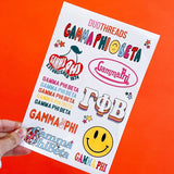Gamma Phi Beta Sorority Rainbow Sticker Sheet
