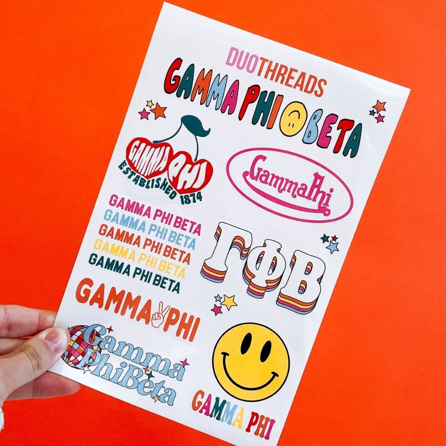 Gamma Phi Beta Sorority Rainbow Sticker Sheet