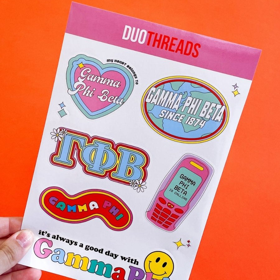 Gamma Phi Beta Sorority Y2K Sticker Sheet