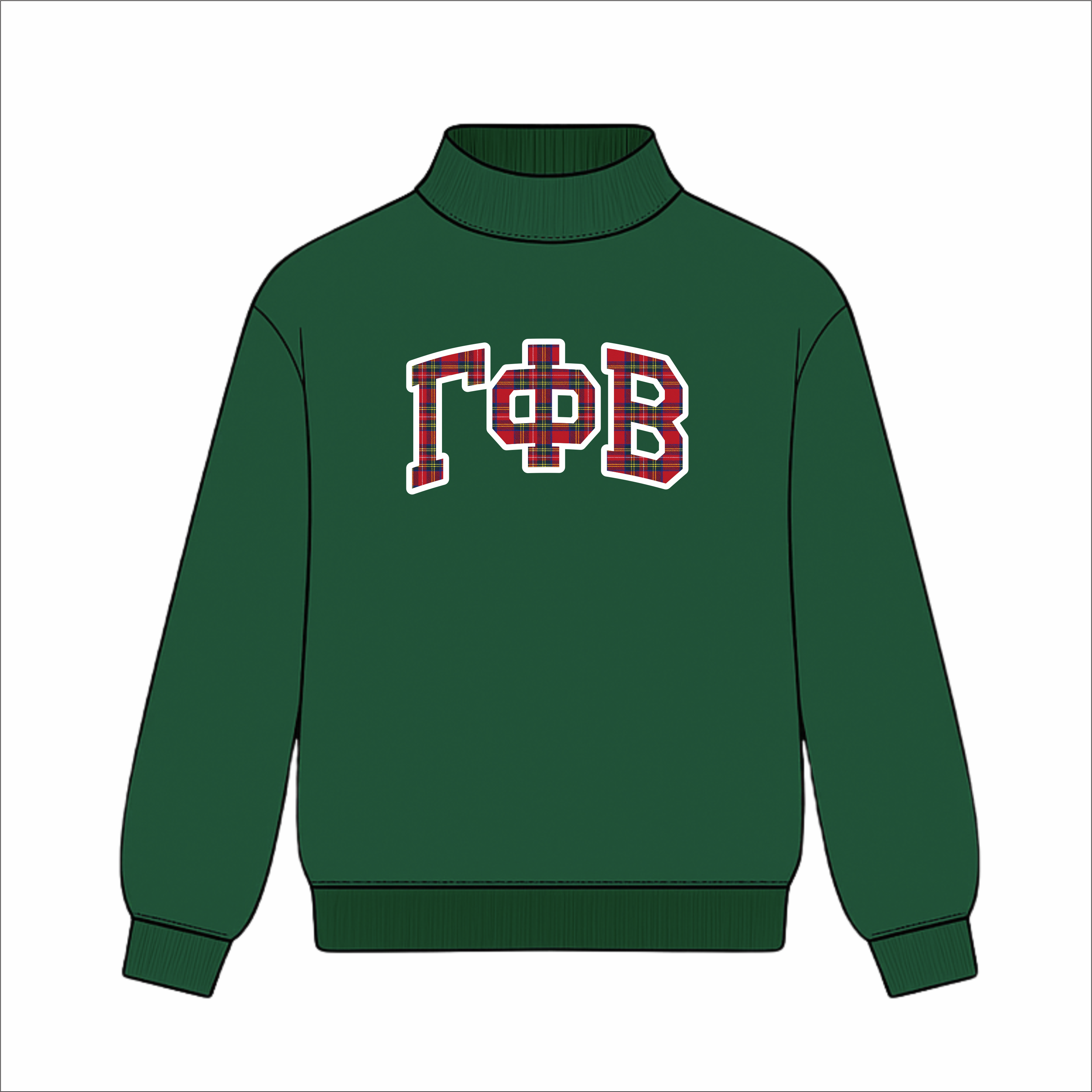 Kensington Sorority Embroidered Mock Neck - Forest