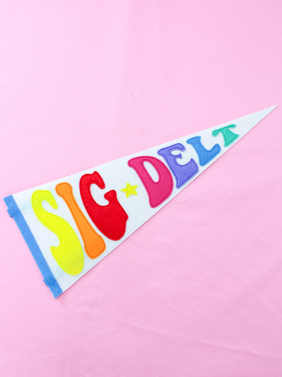 Sigma Delta Tau Rainbow Pennant Flag