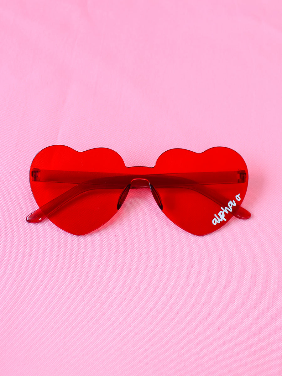 Alpha Omicron Pi Only Eyes For You Heart Sunnies