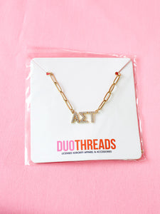 Alpha Sigma Tau Rhinestone Necklace