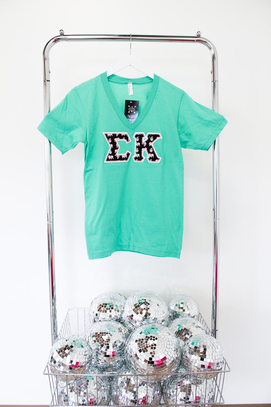 Sigma Kappa Embroidered Letter Tee - XS MINT