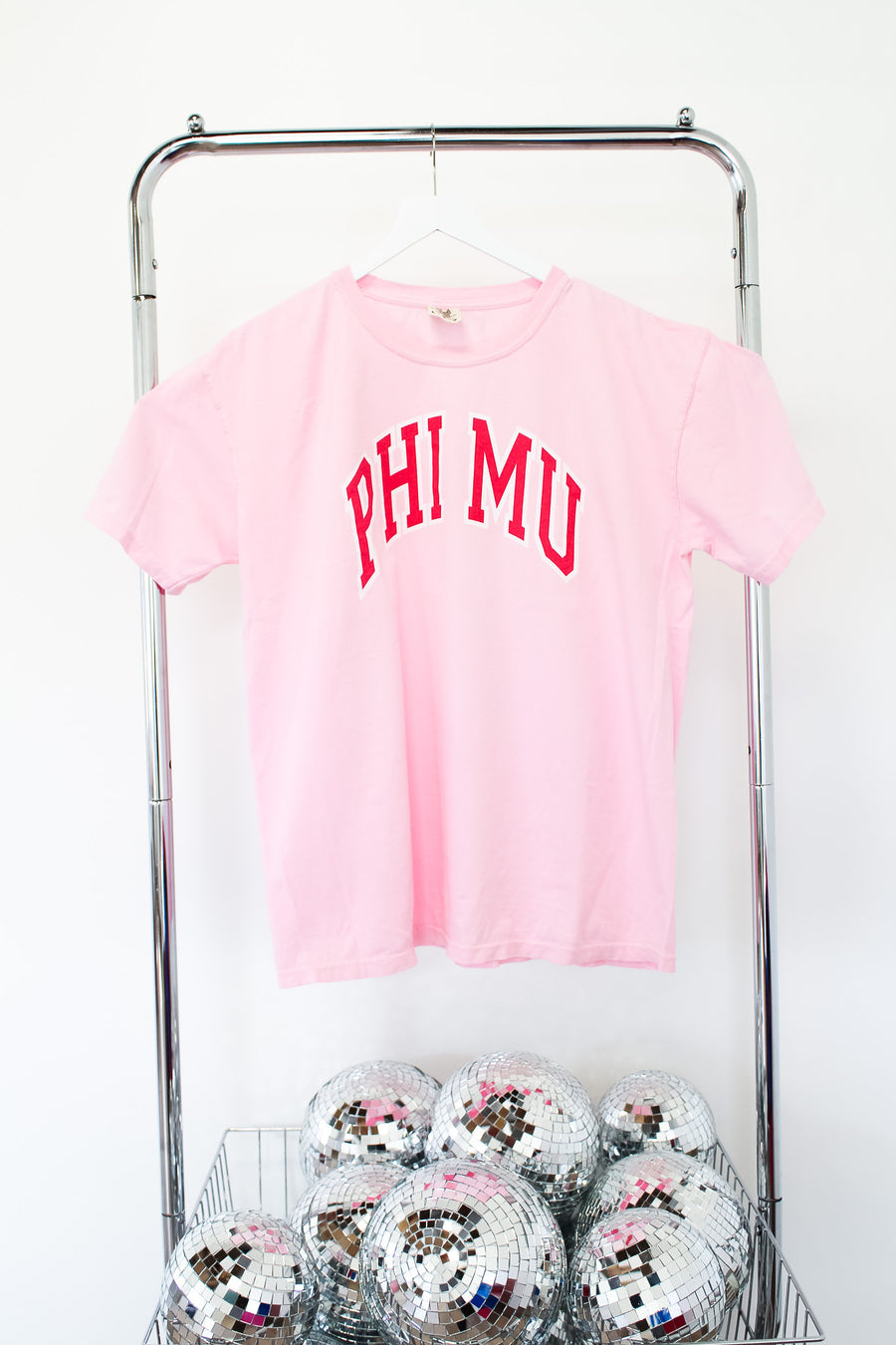Phi Mu Spellout Tee - LG COTTON CANDY