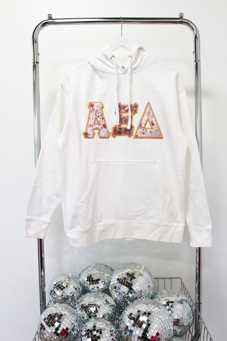 Alpha Xi Delta Embroidered Letter Sweatshirt - MD WHITE
