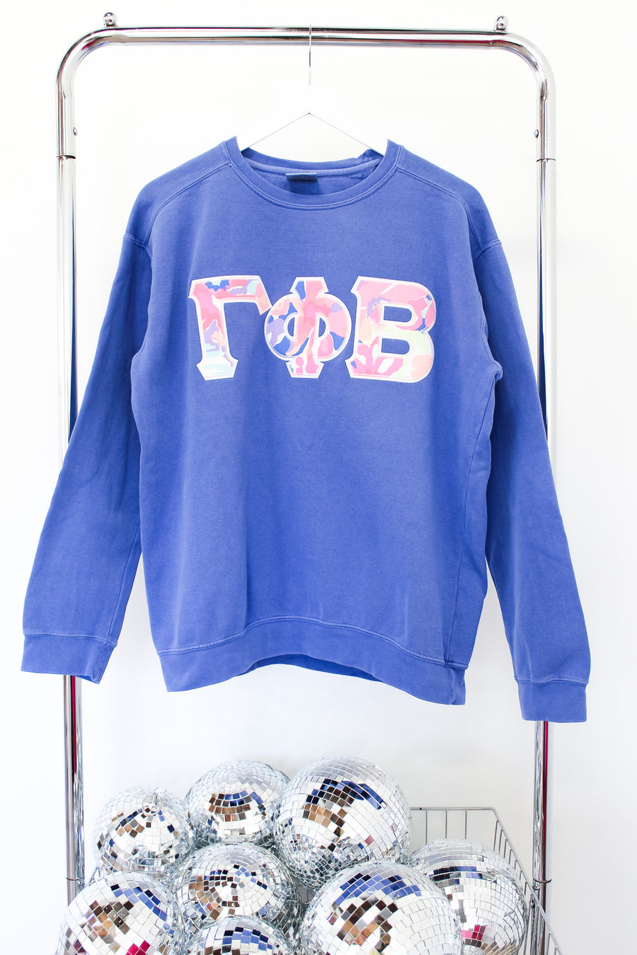 Gamma Phi Beta Embroidered Letter Crew - MD BLUE