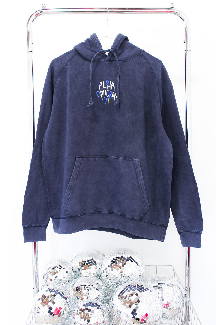 Alpha Omicron Pi Embroidered Sweatshirt - LG BLUE JEAN