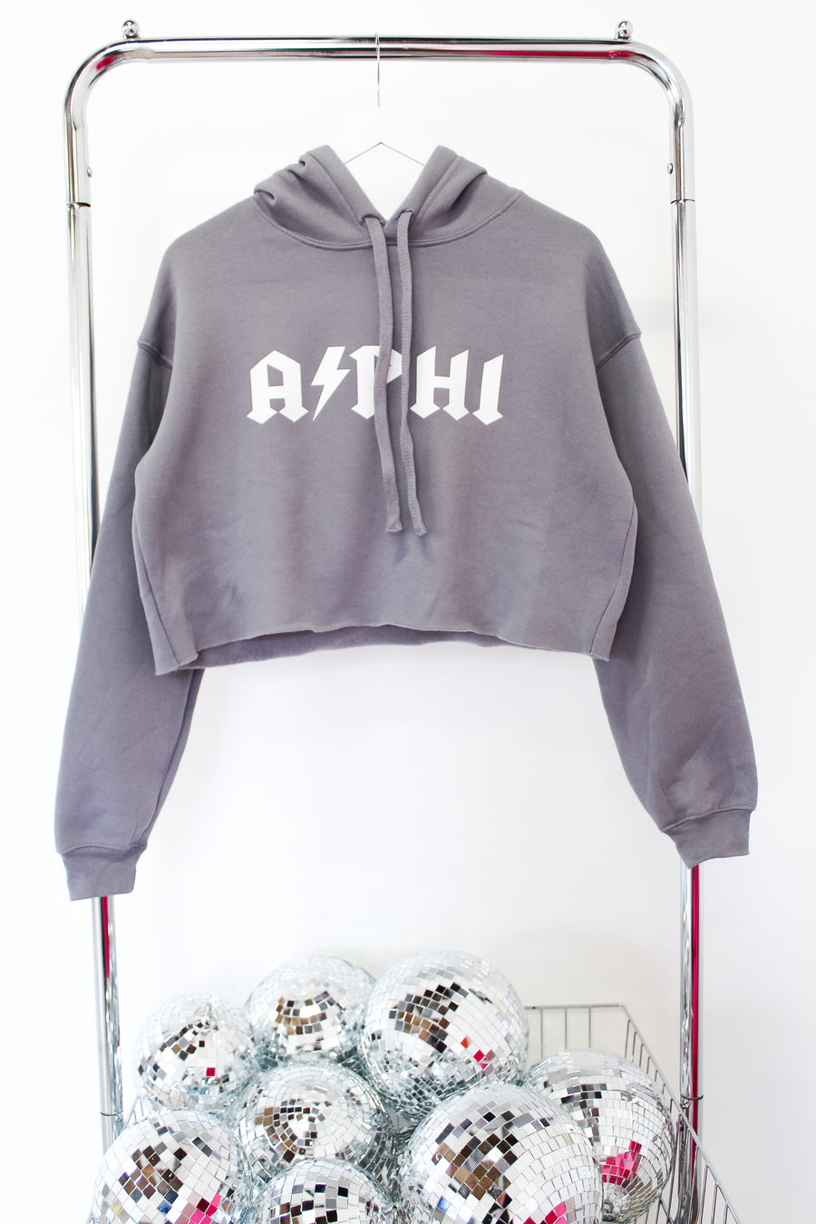 Alpha Phi Crop Sweatshirt - SM GREY