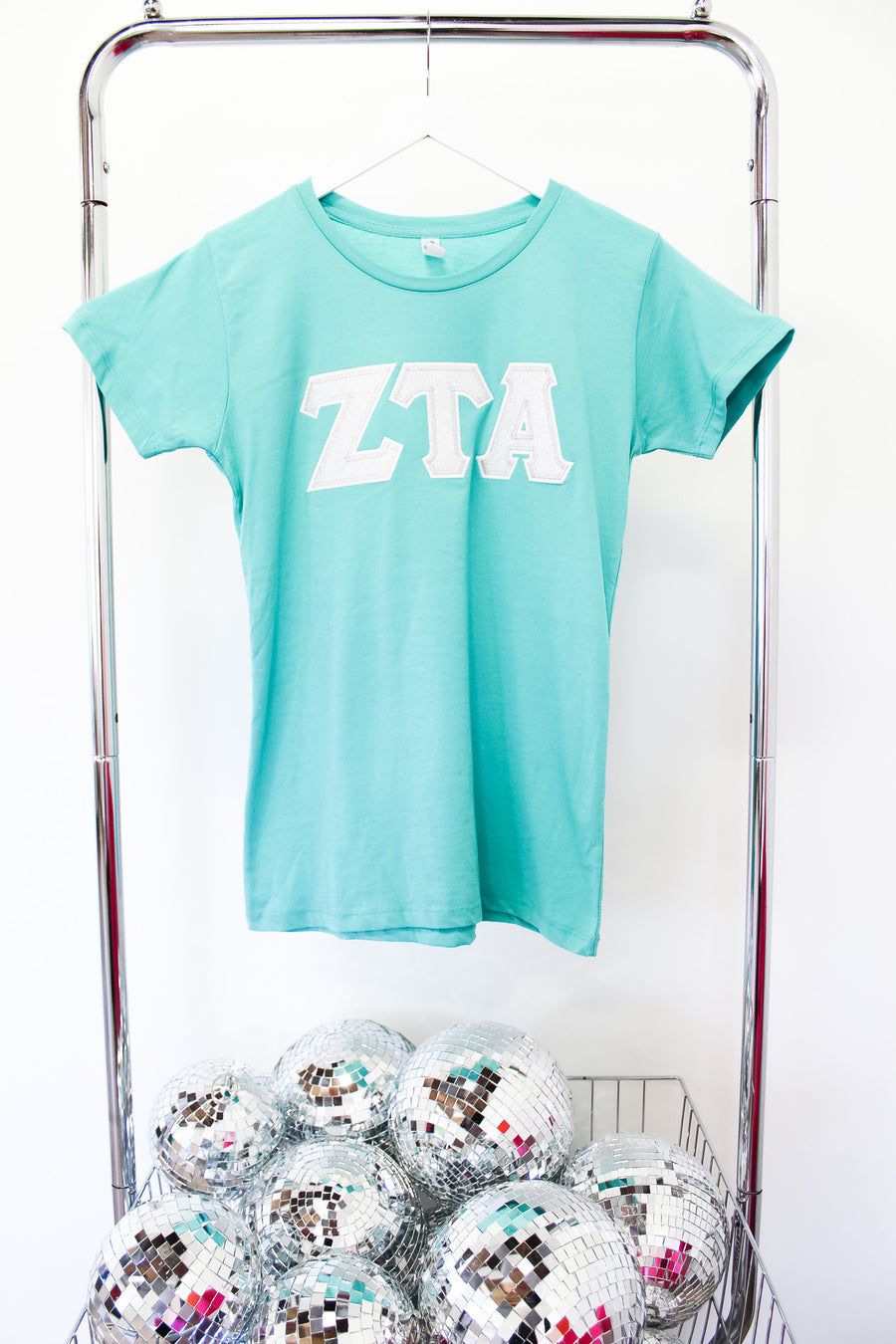 Zeta Tau Alpha Embroidered Letter Tee - TEAL