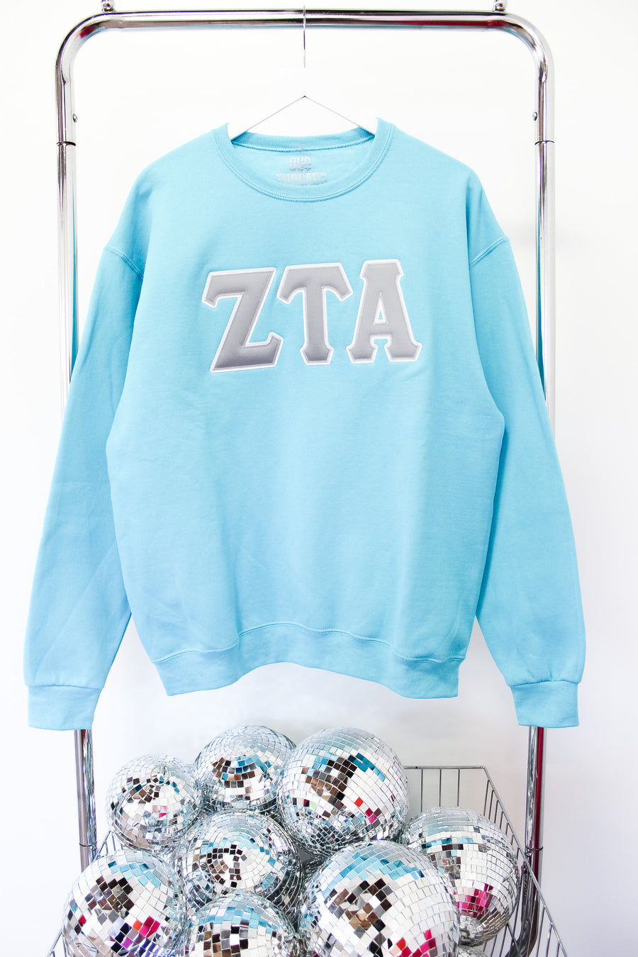 Zeta Tau Alpha Embroidered Letter Crew - LG CHAMBRAY