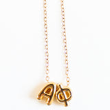 Alpha Phi Bubble Letter Necklace