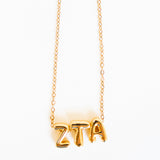 Zeta Tau Alpha Bubble Letter Necklace