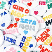 Mom Heart Sorority Button