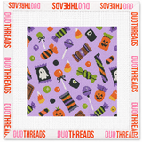 Purple Trick or Treat Halloween Candy Needlepoint Canvas