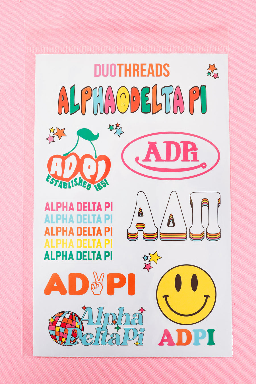 Alpha Delta Pi Sorority Rainbow Sticker Sheet