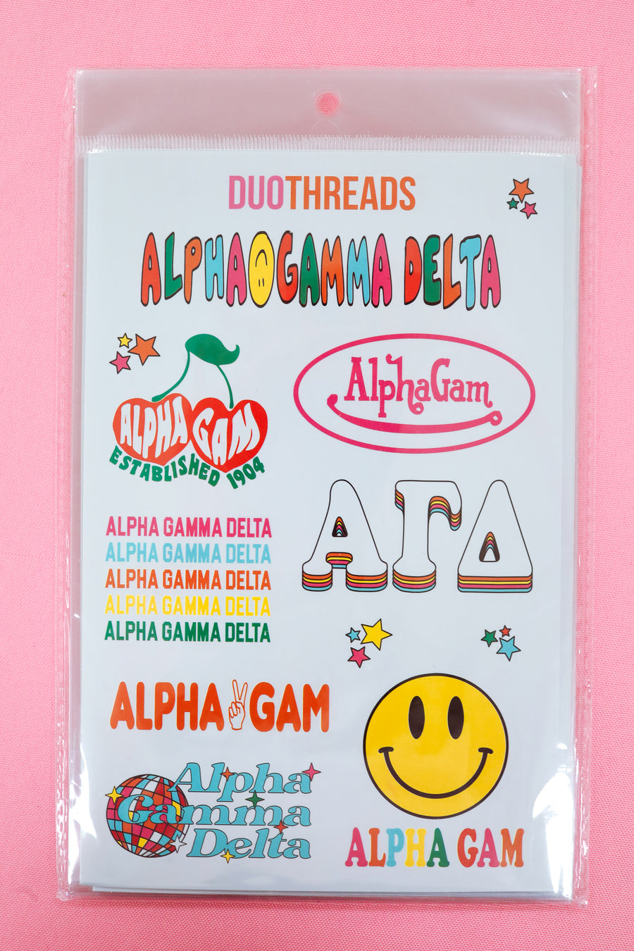 Alpha Gamma Delta Sorority Rainbow Sticker Sheet