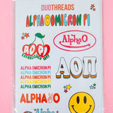Alpha Omicron Pi Sorority Rainbow Sticker Sheet