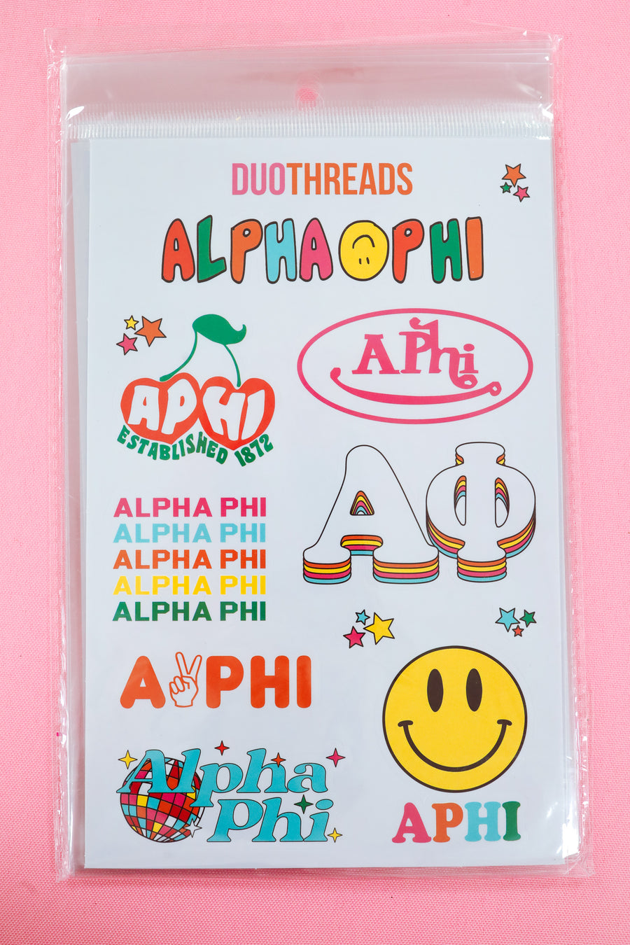 Alpha Phi Sorority Rainbow Sticker Sheet