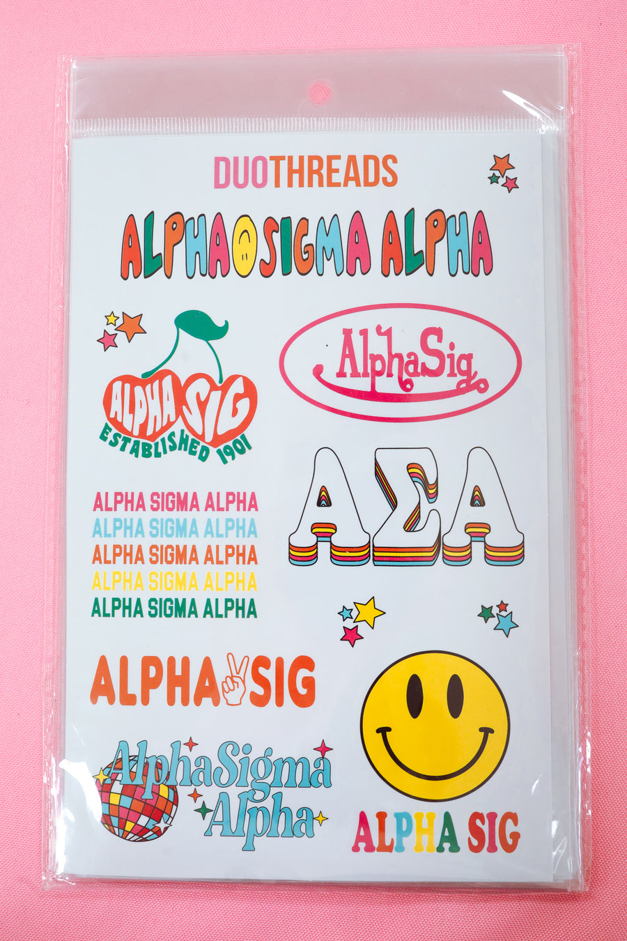 Alpha Sigma Alpha Sorority Rainbow Sticker Sheet
