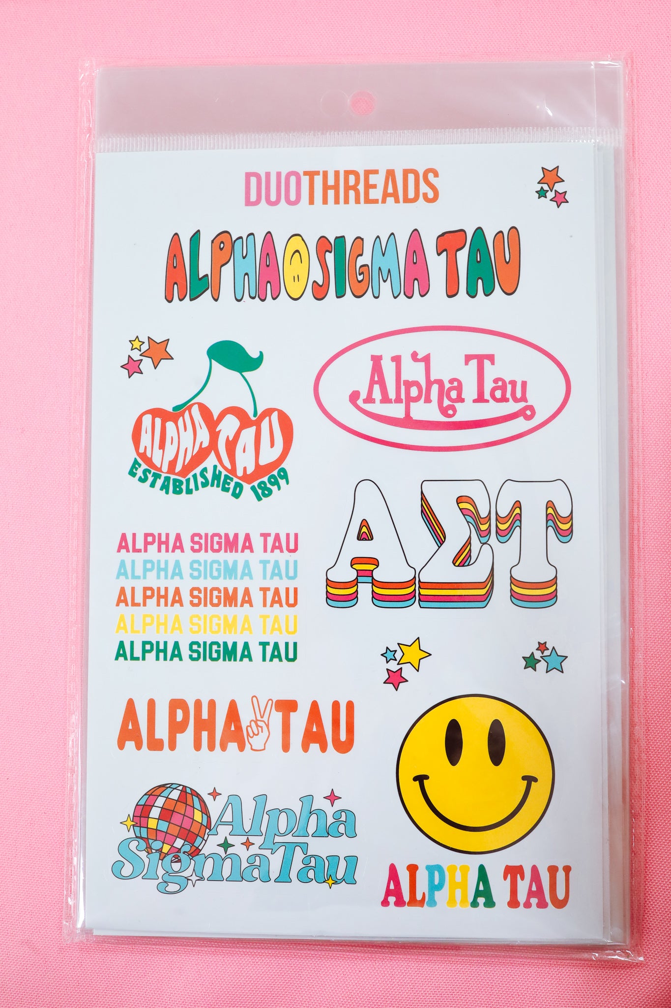 Alpha Sigma Tau Sorority Rainbow Sticker Sheet