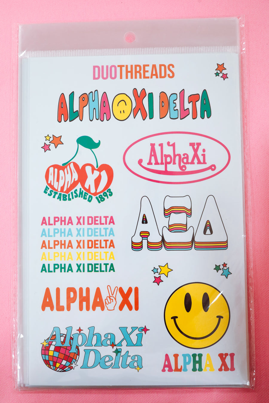 Alpha Xi Delta Sorority Rainbow Sticker Sheet