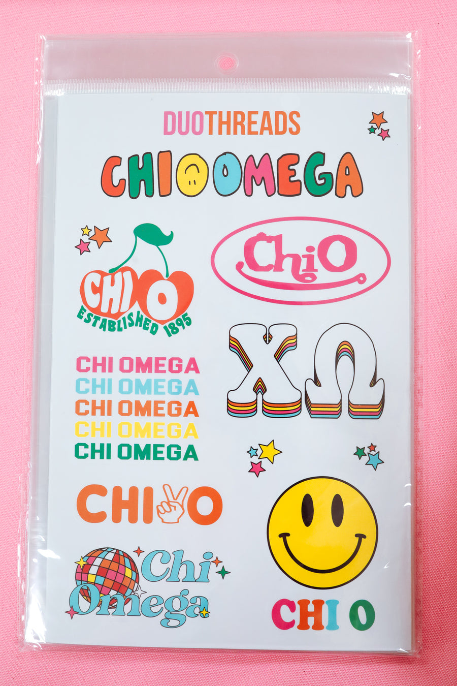 Chi Omega Sorority Rainbow Sticker Sheet