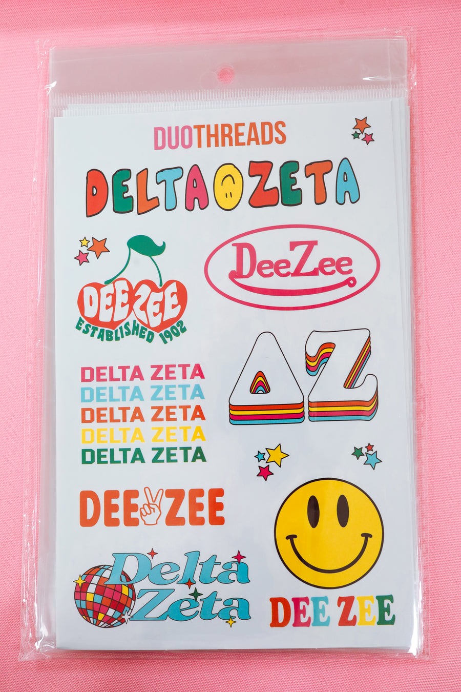 Delta Zeta Sorority Rainbow Sticker Sheet