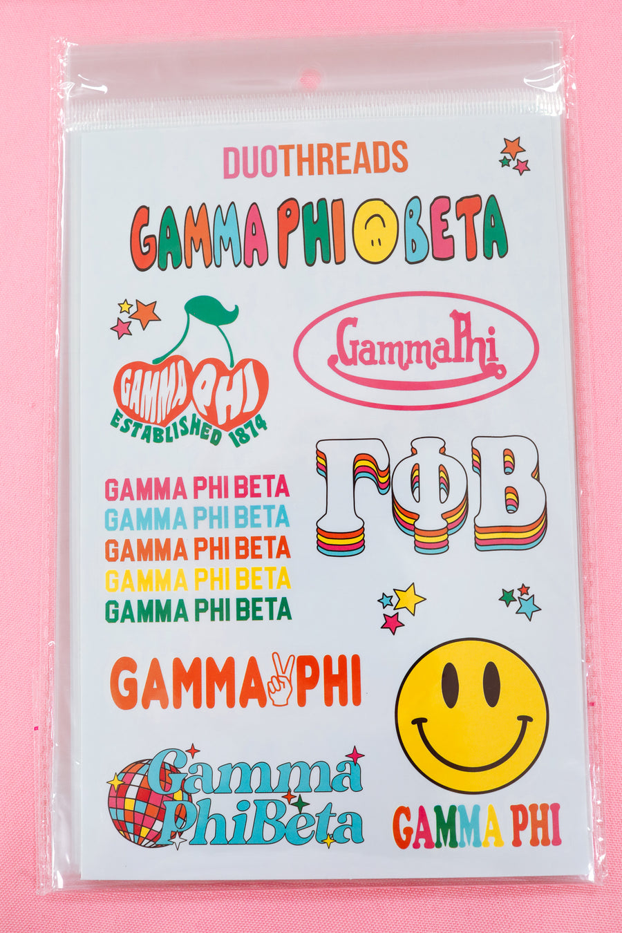 Gamma Phi Beta Sorority Rainbow Sticker Sheet