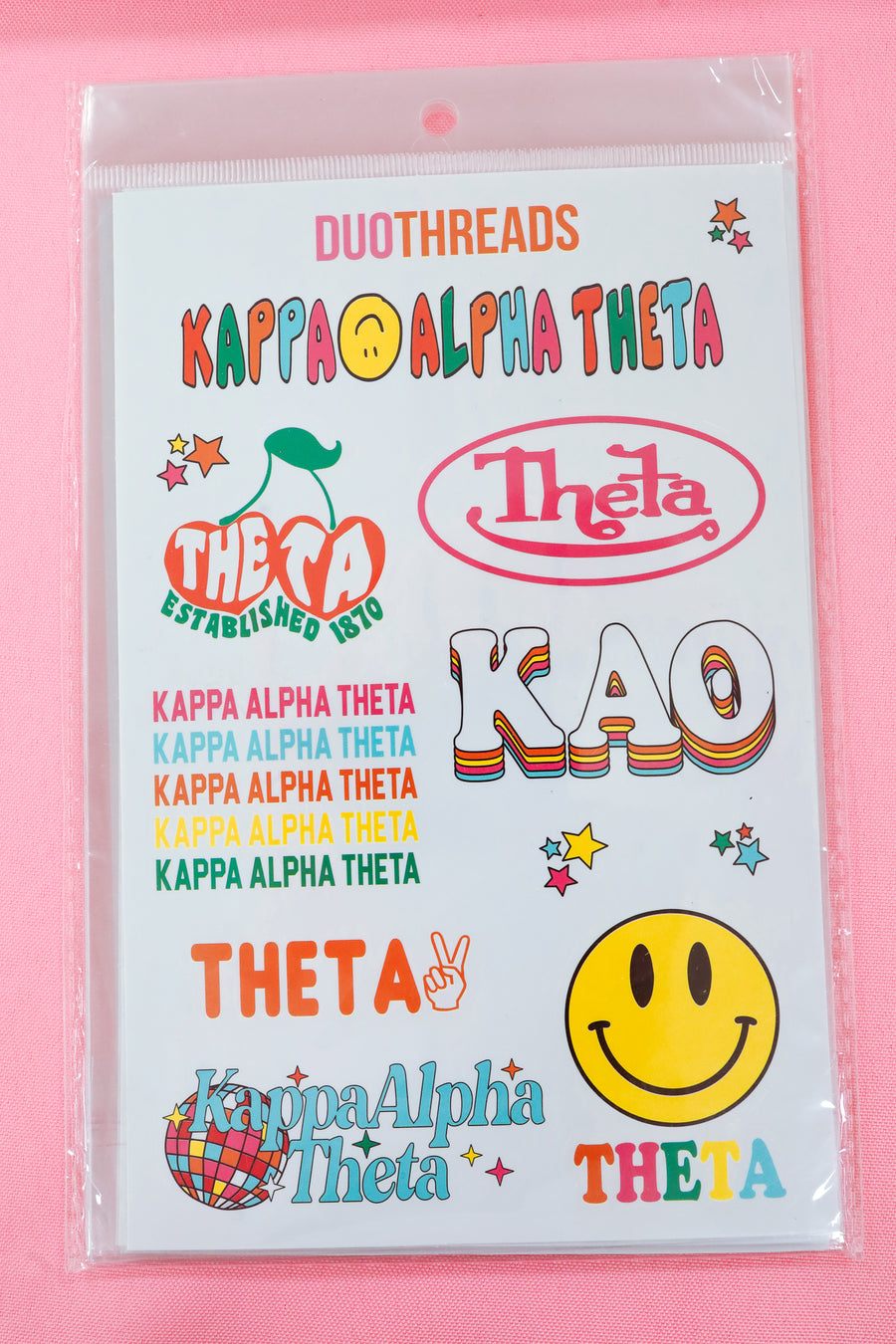 Kappa Alpha Theta Sorority Rainbow Sticker Sheet