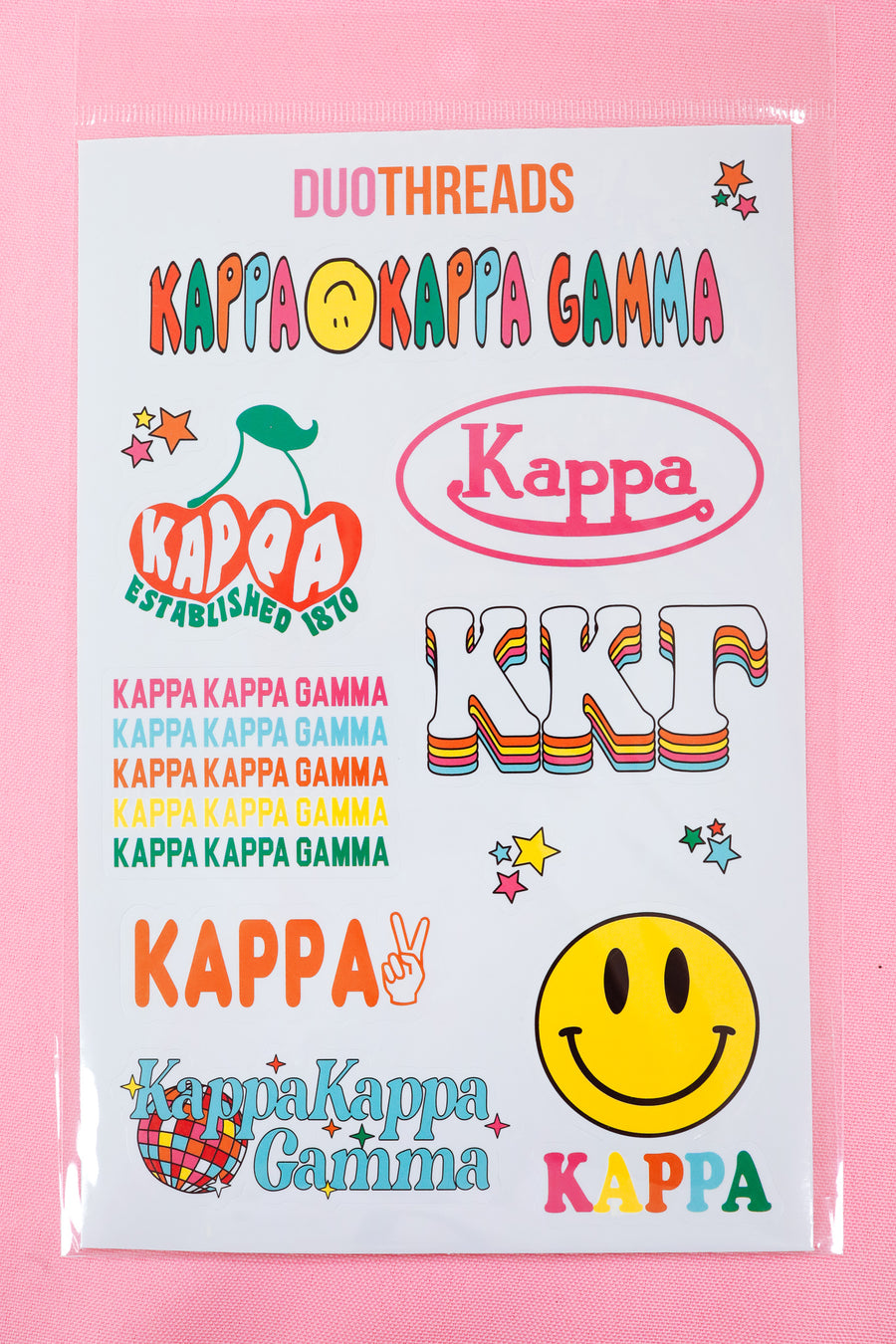 Kappa Kappa Gamma Sorority Rainbow Sticker Sheet