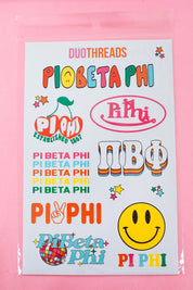 Pi Beta Phi Sorority Rainbow Sticker Sheet
