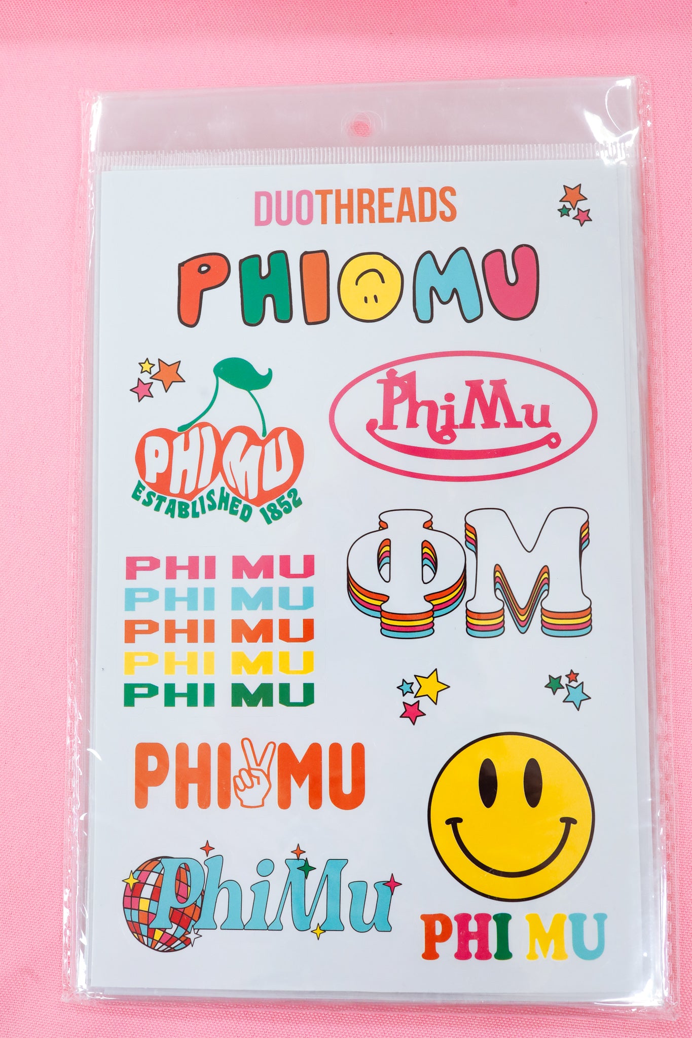 Phi Mu Sorority Rainbow Sticker Sheet