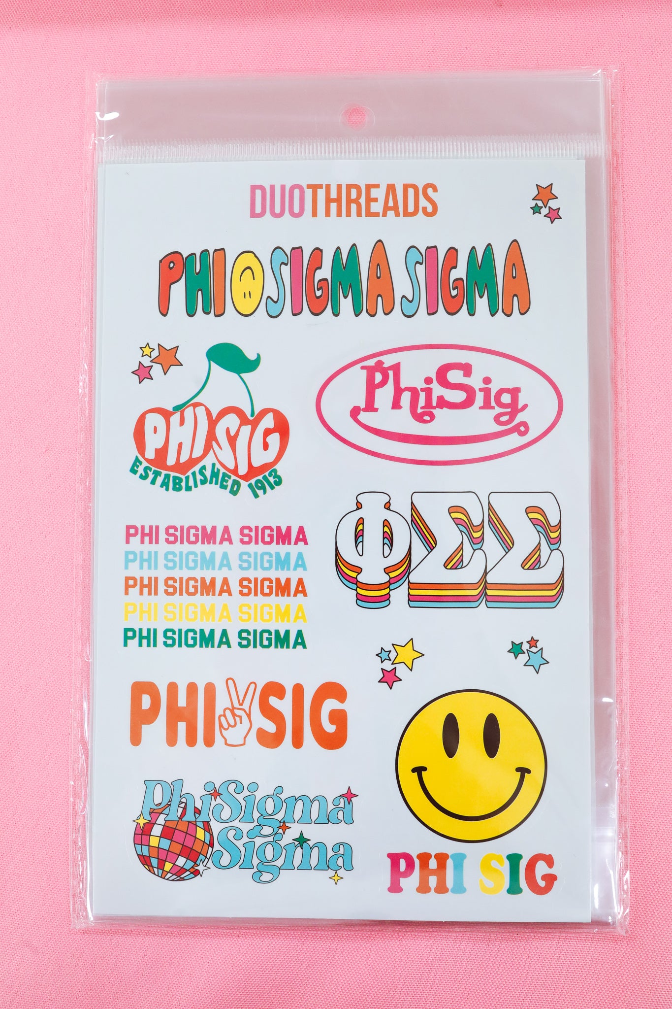 Phi Sigma Sigma Sorority Rainbow Sticker Sheet