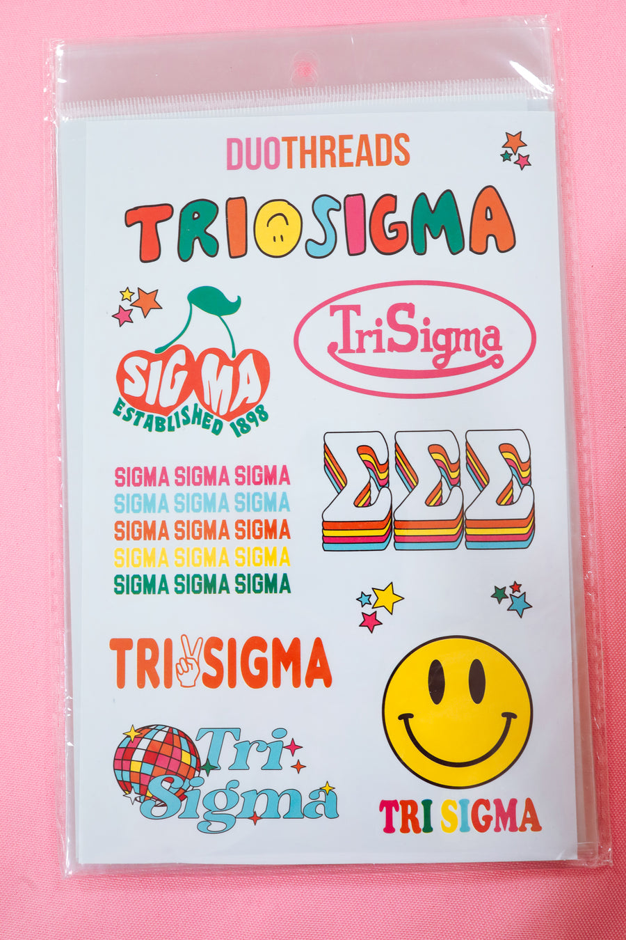 Sigma Sigma Sigma Sorority Rainbow Sticker Sheet