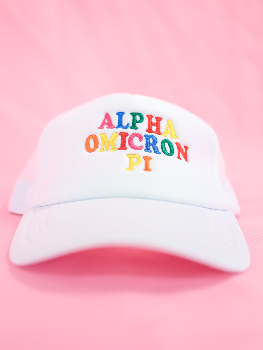 Alpha Omicron Pi Fun Times Trucker Hat