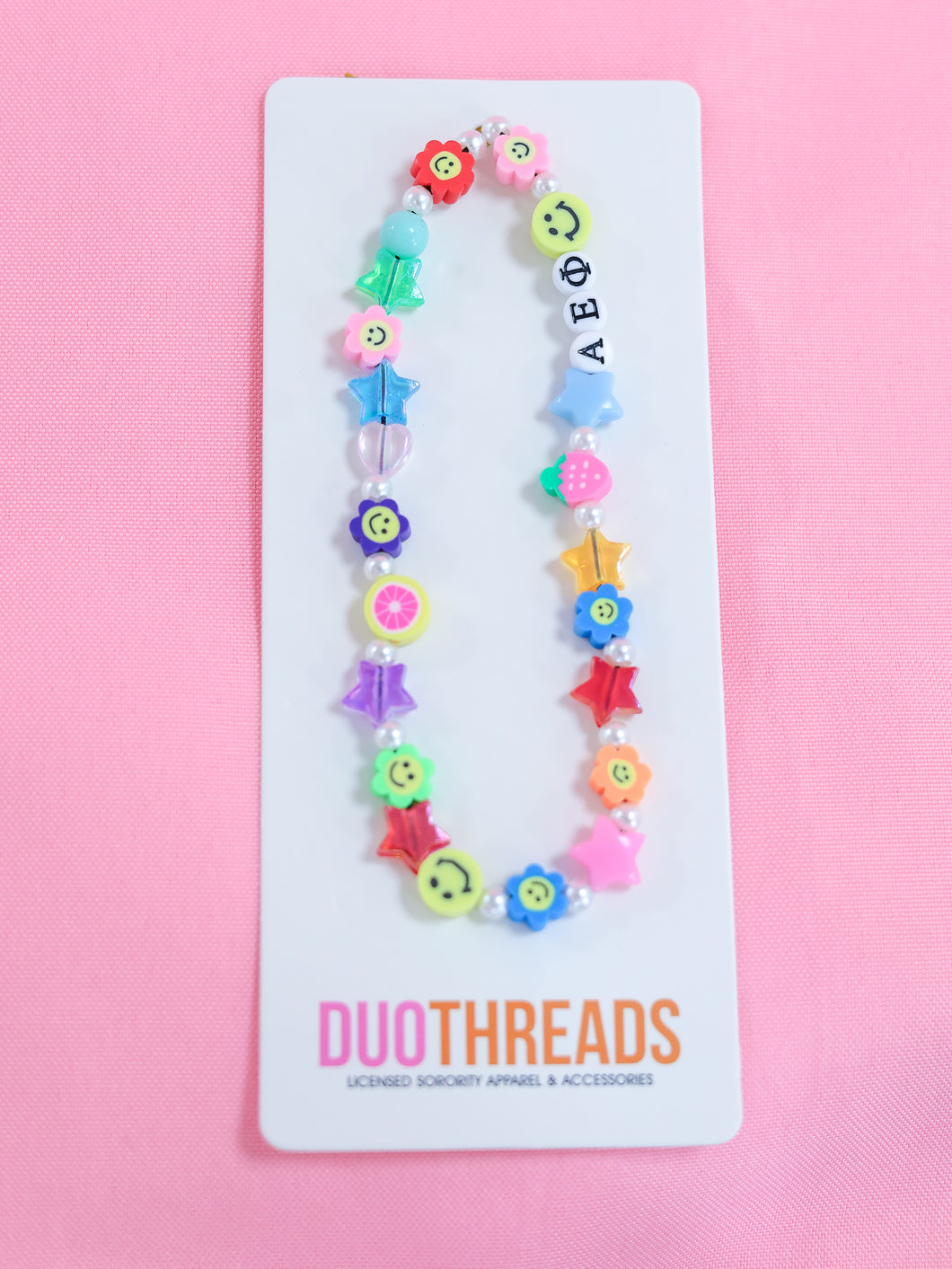 Alpha Epsilon Phi Beaded Phone Charm