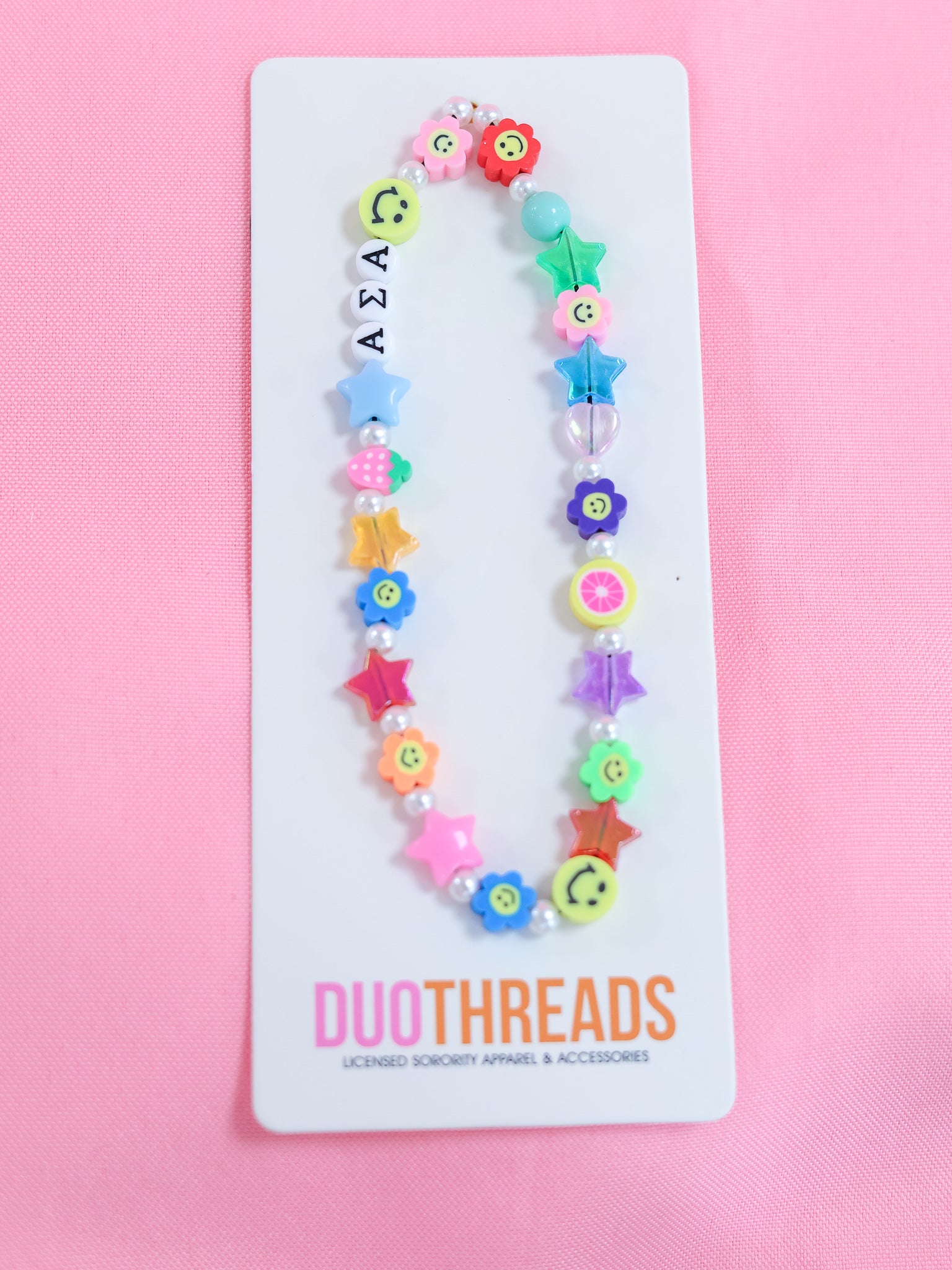Alpha Sigma Alpha Beaded Phone Charm