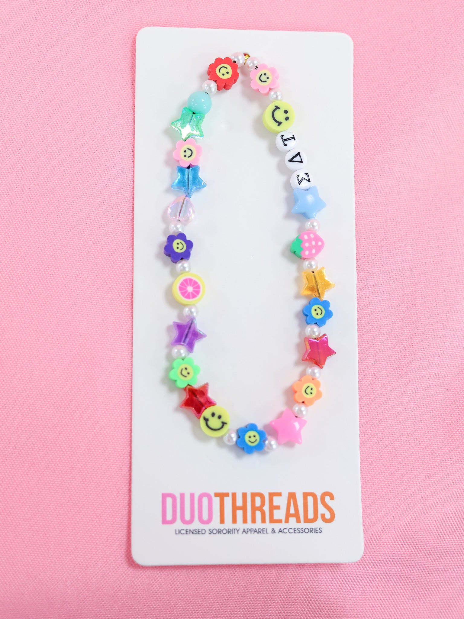 Sigma Delta Tau Beaded Phone Charm