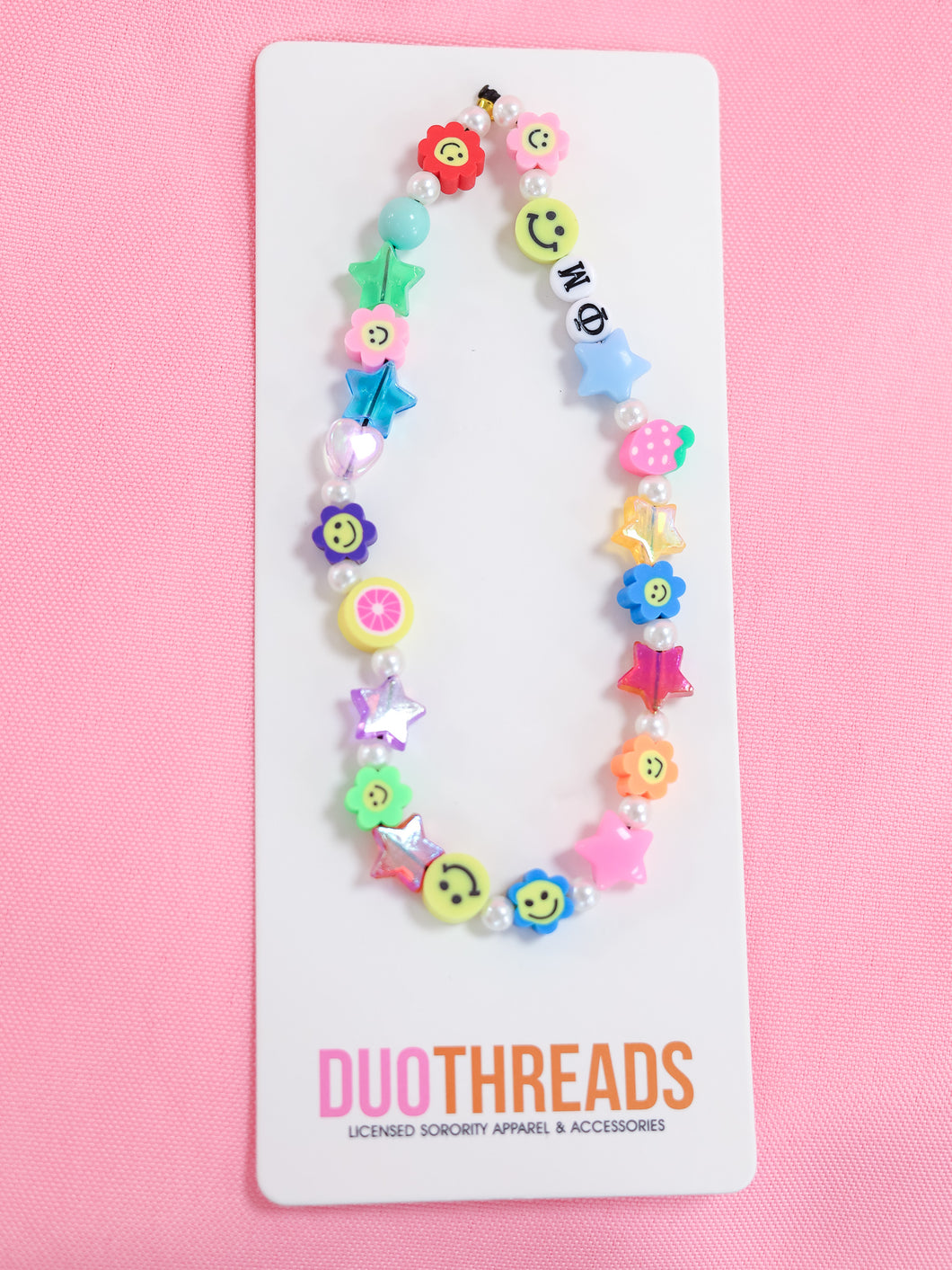 Phi Mu Beaded Phone Charm