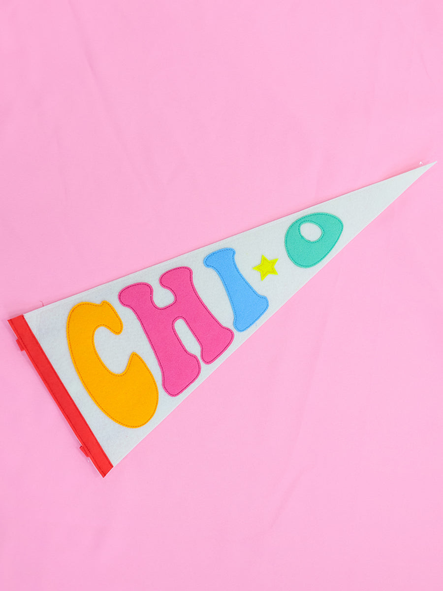 Chi Omega Rainbow Pennant Flag