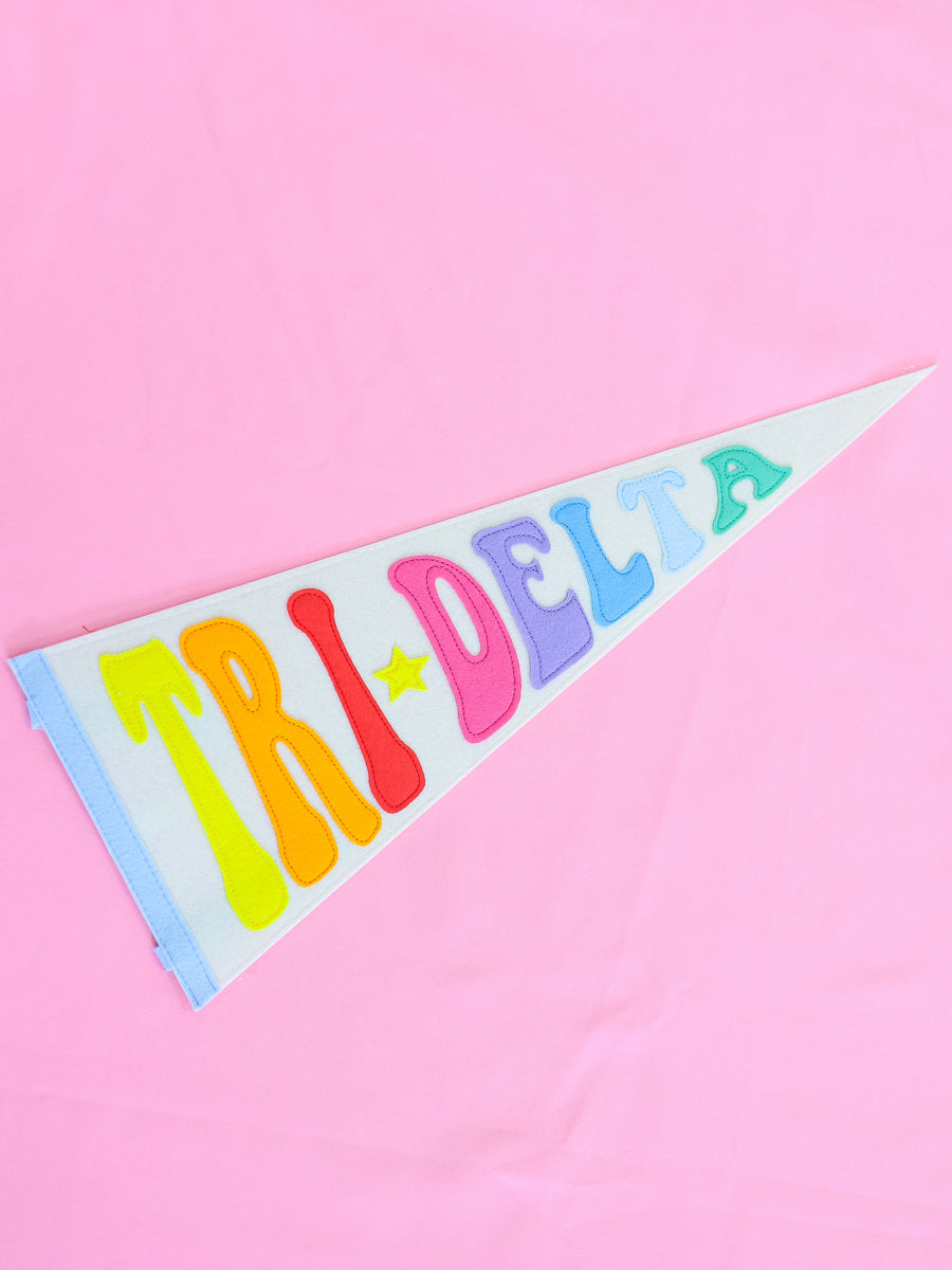 Delta Delta Delta Rainbow Pennant Flag