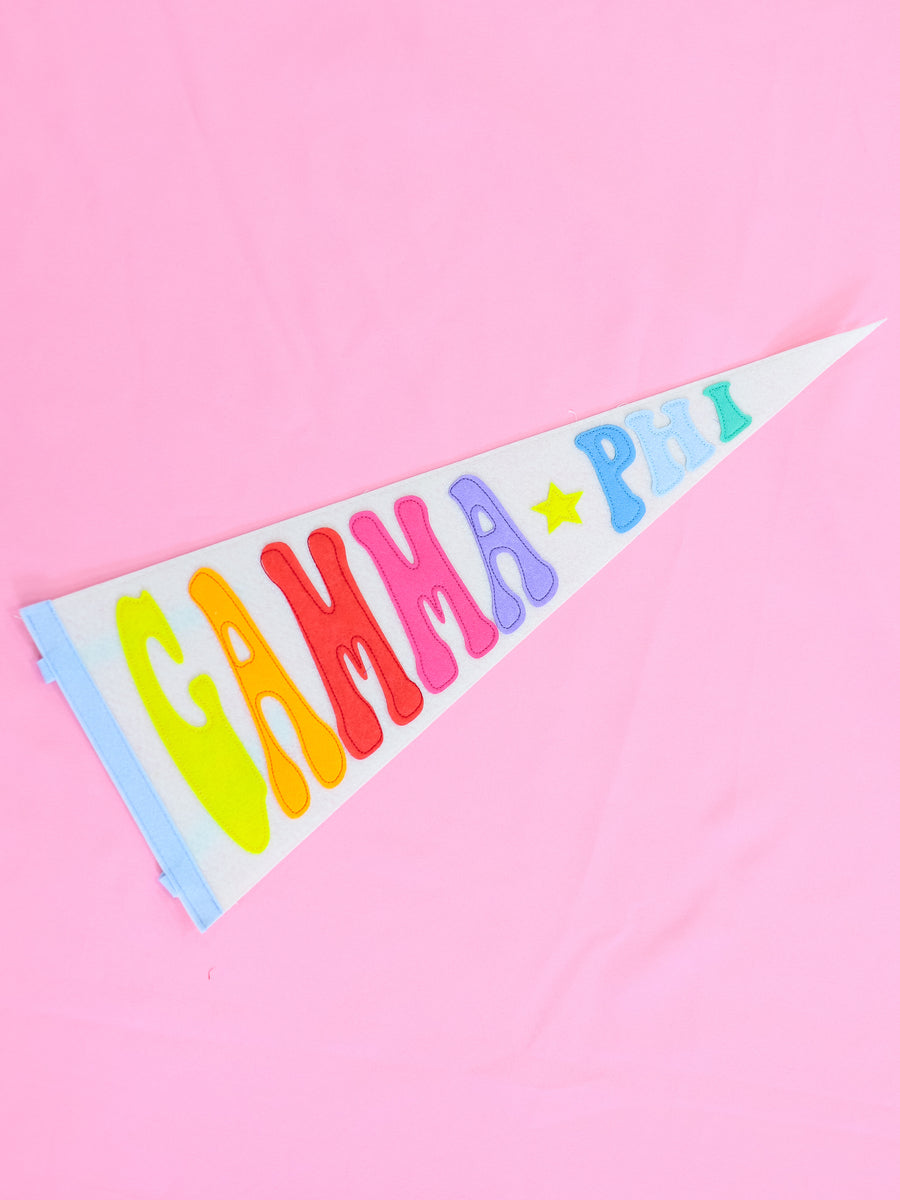 Gamma Phi Beta Rainbow Pennant Flag