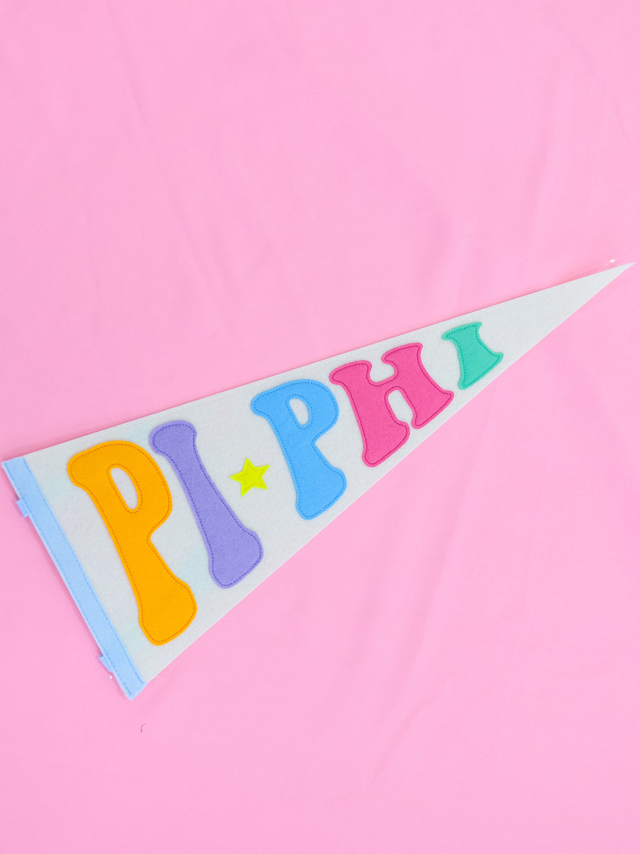 Pi Beta Phi Rainbow Pennant Flag