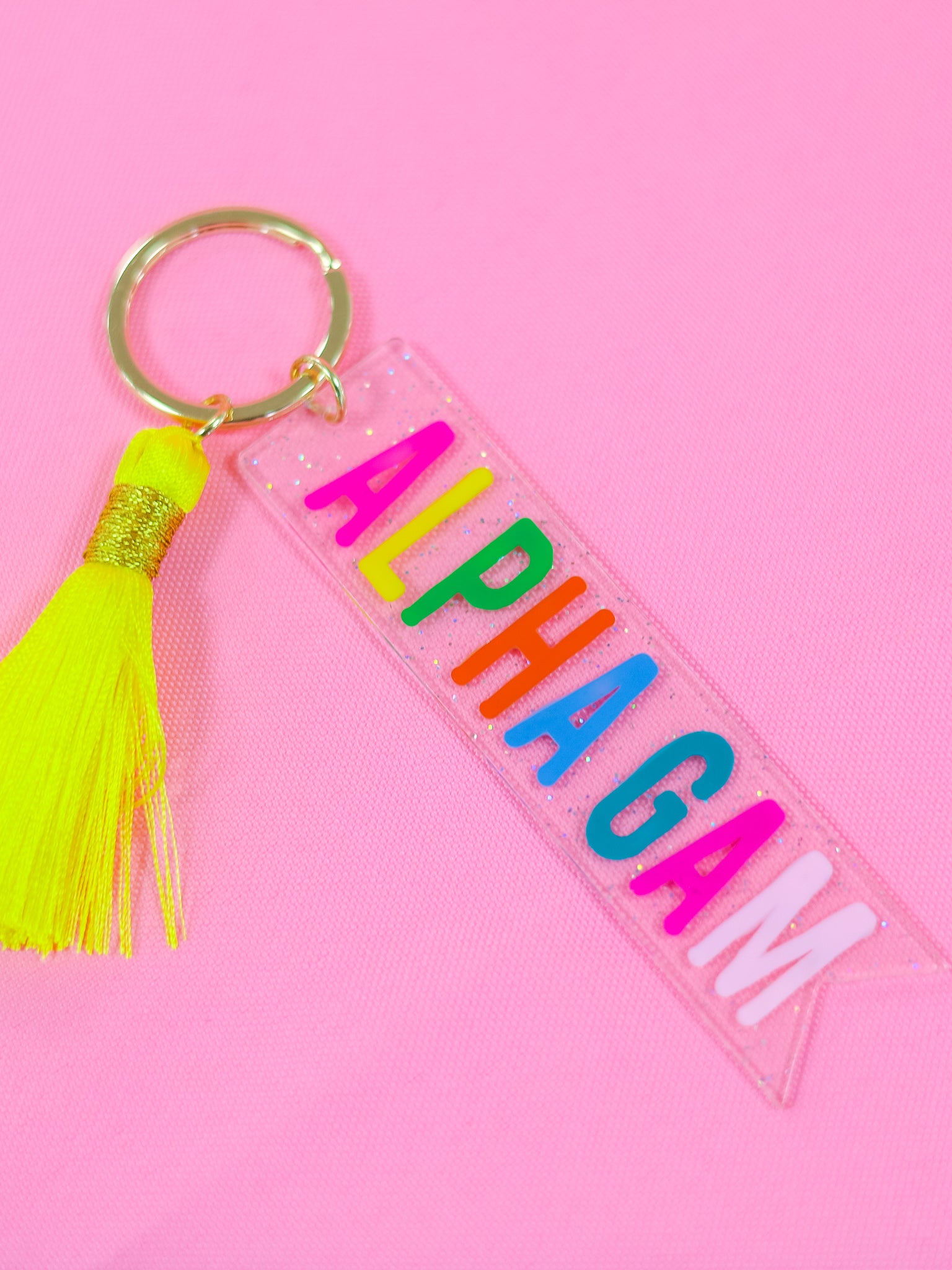 Alpha Gamma Delta Sparkle Tassel Key Fob